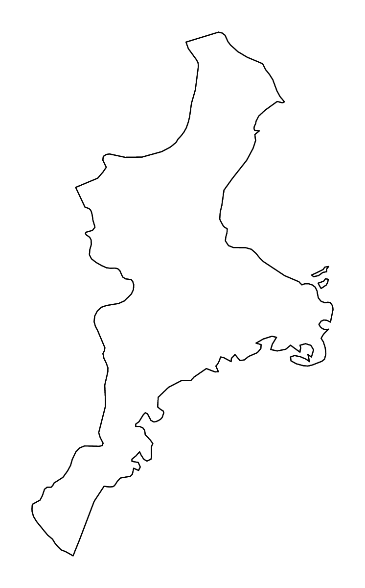 Carte de contour de Mie Prefecture, Japan avec rivières.