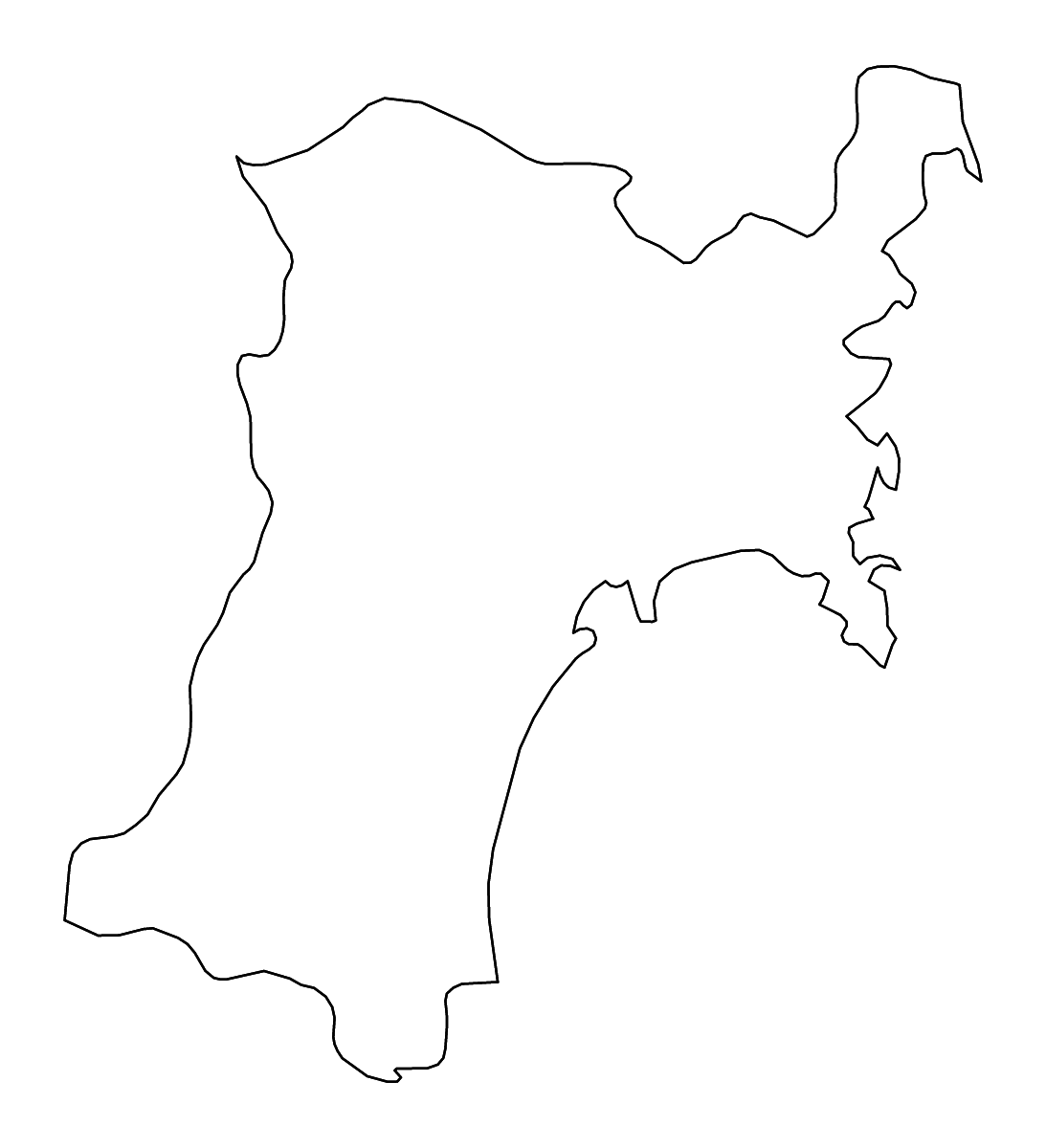 Carte de contour de Miyagi Prefecture, Japan avec rivières.