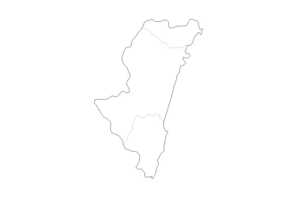 Mapa de Miyazaki Prefecture, Japan de tipo contorno y ríos para Asia, con contorno y ríos con límites limpios.