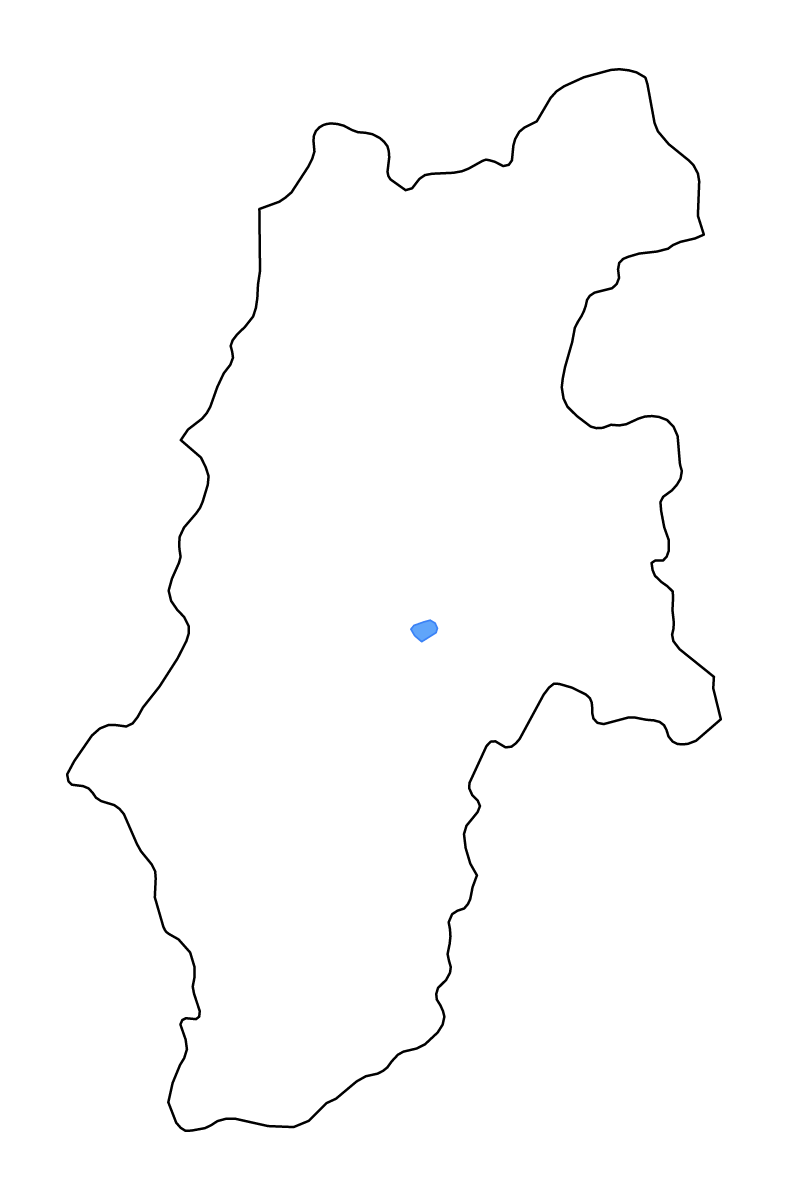Outline map of Nagano Prefecture, Japan with lakes and rivers.