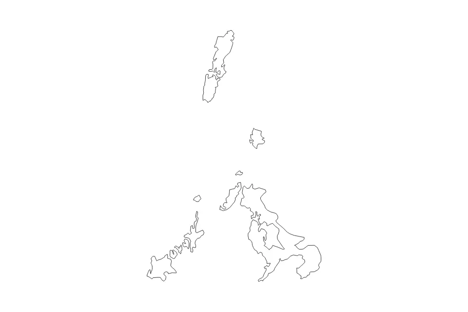 Mapa de Nagasaki Prefecture, Japan de tipo contorno para Asia, con contorno con límites limpios.