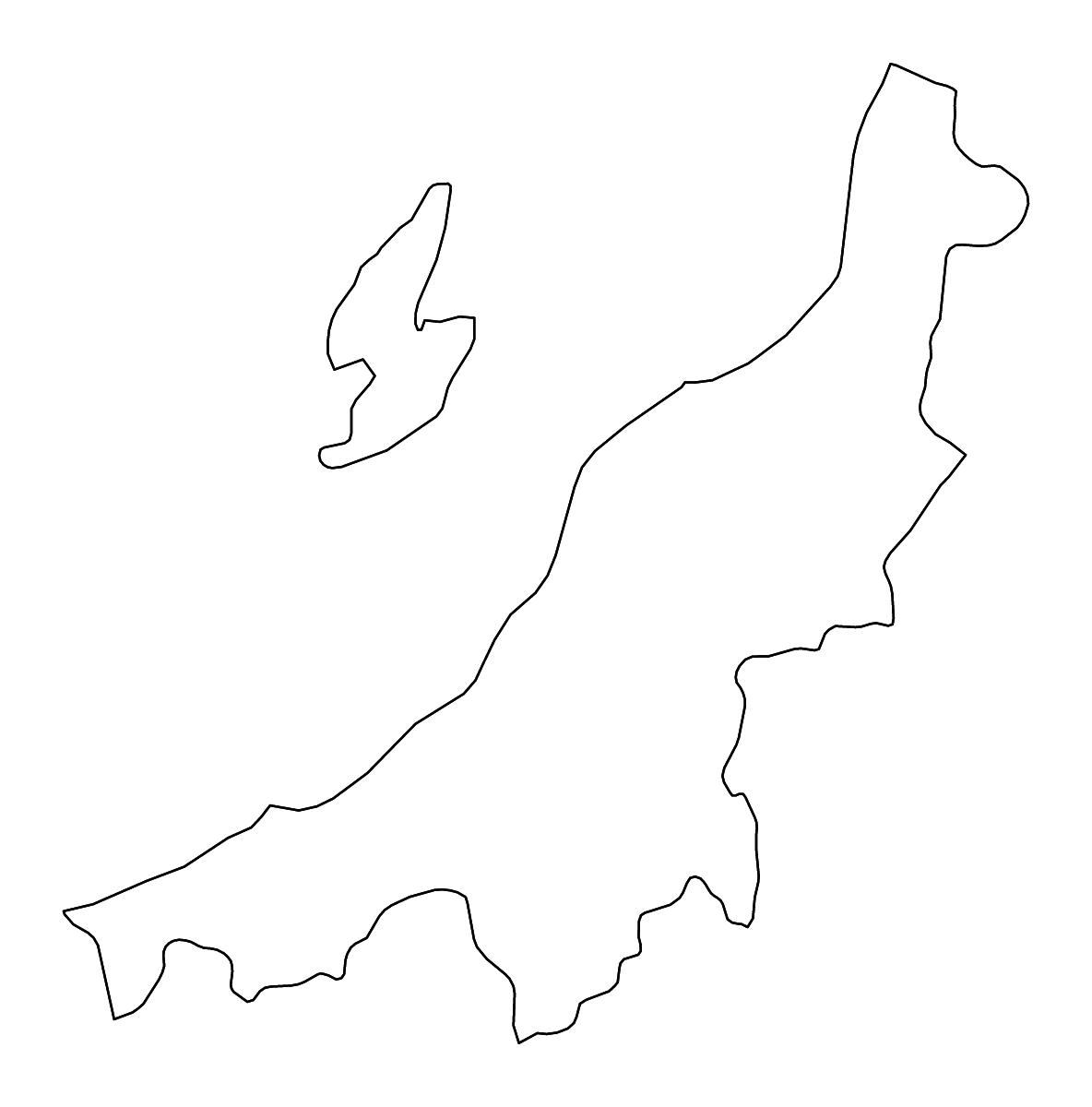 Carte de contour de Niigata Prefecture, Japan avec rivières.
