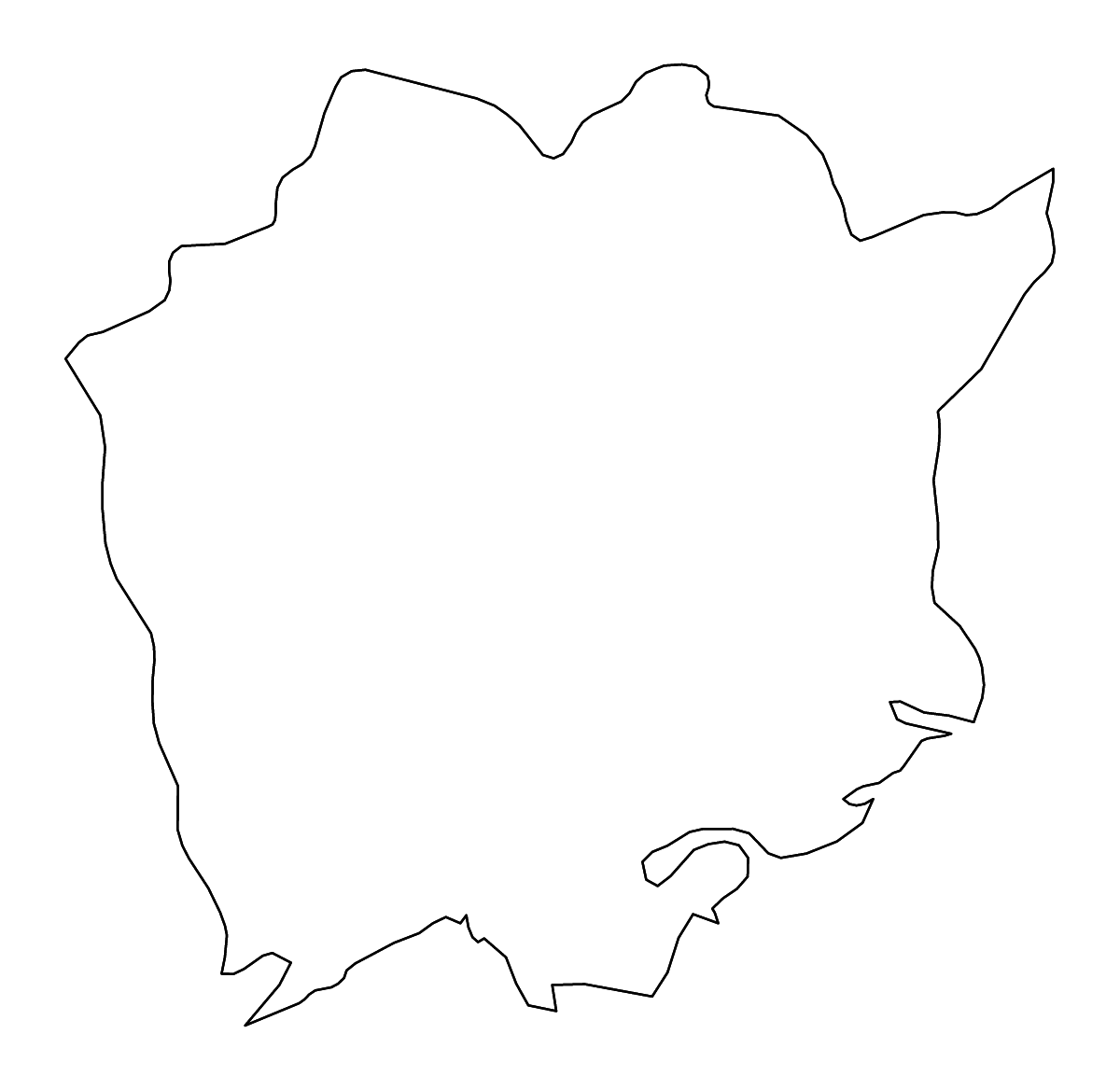 Mapa de contorno de Okayama Prefecture, Japan con ríos.