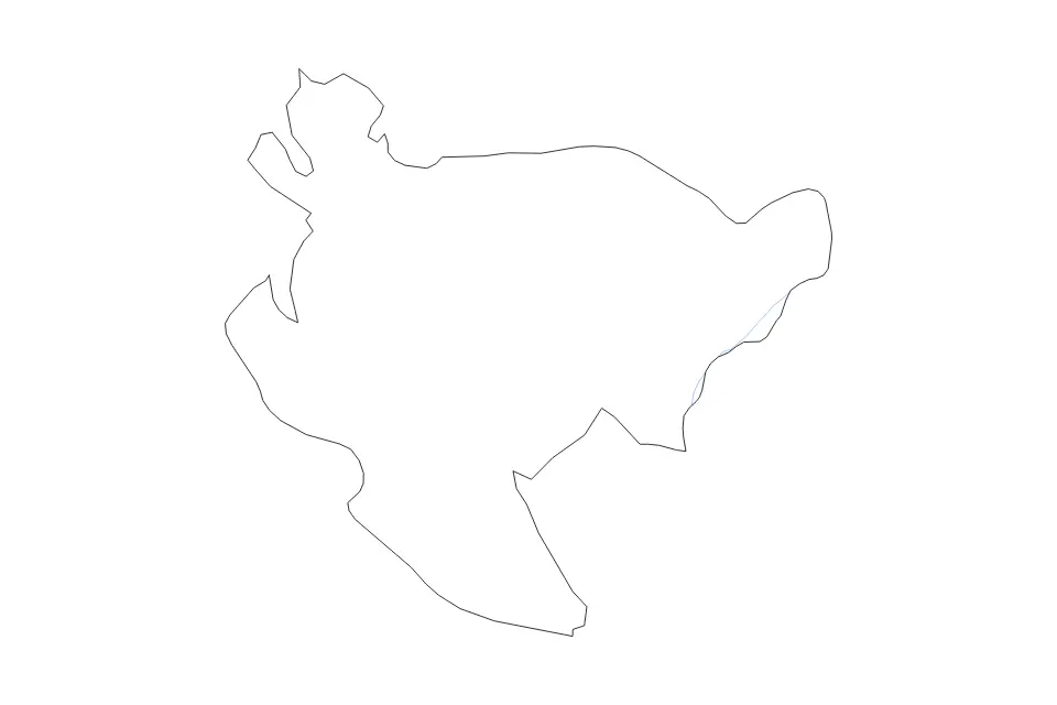 Outline map of Saga Prefecture, Japan with subdivision borders and rivers.