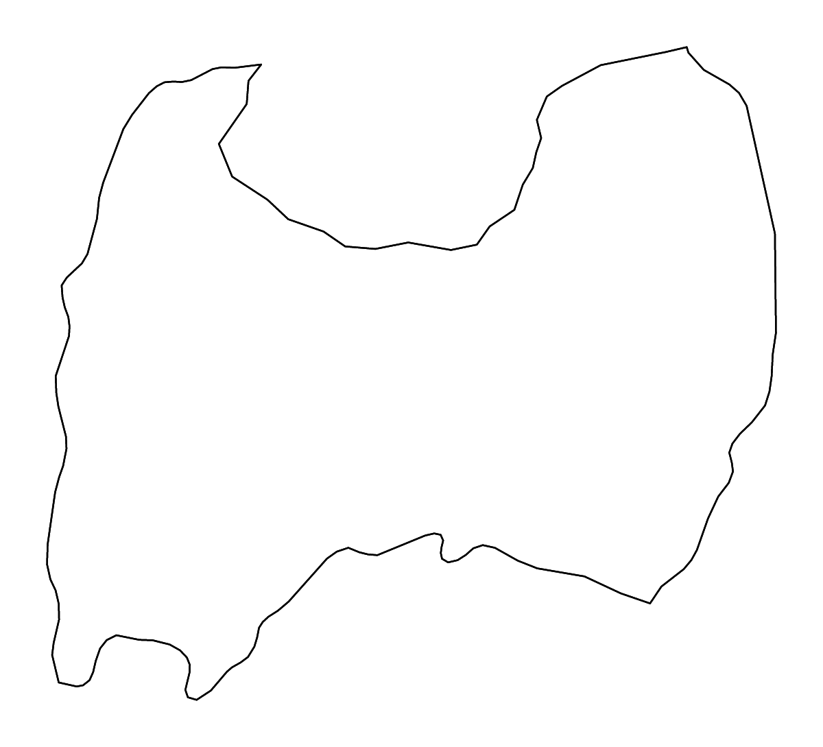 Carte de contour de Toyama Prefecture, Japan avec rivières.