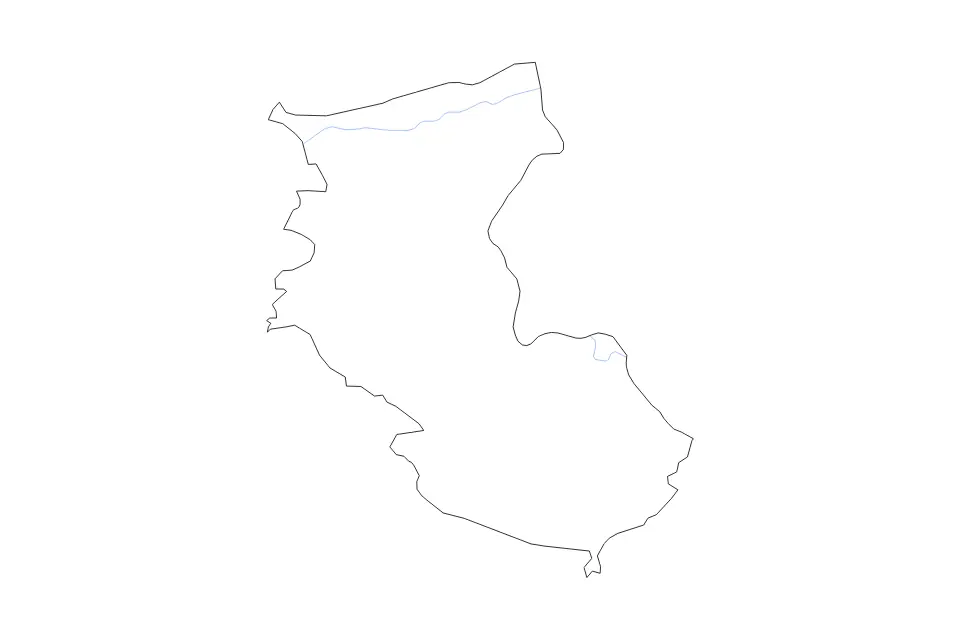 Outline map of Wakayama Prefecture, Japan with subdivision borders and rivers.