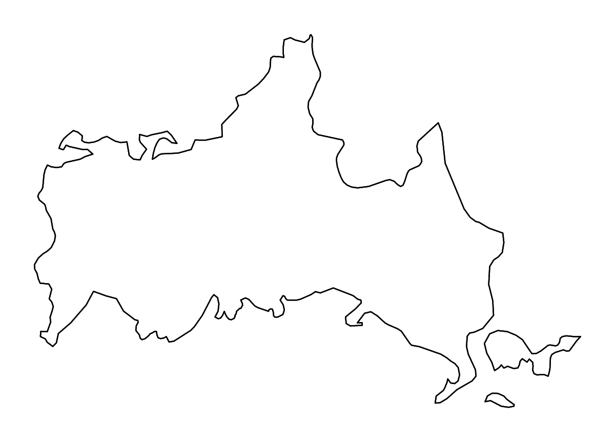 Carte de contour de Yamaguchi Prefecture, Japan avec rivières.