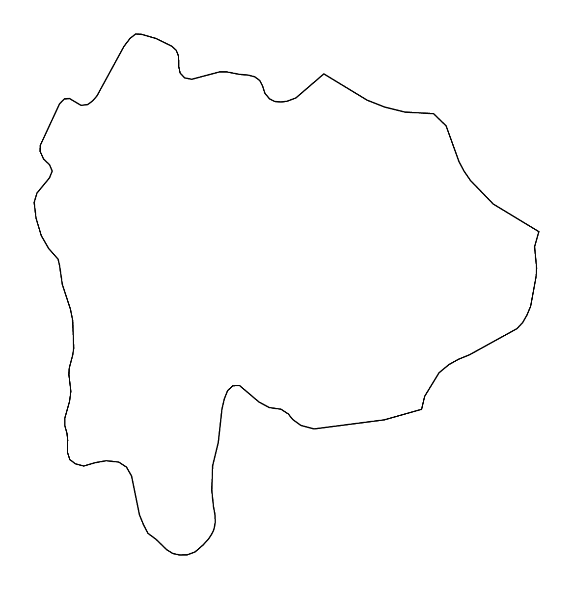 Mapa de contorno de Yamanashi Prefecture, Japan con ríos.