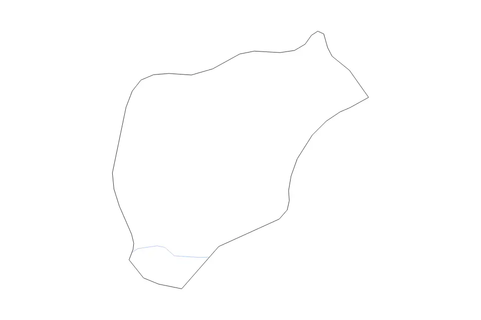 Outline map of Ajloun, Jordan with subdivision borders and rivers.