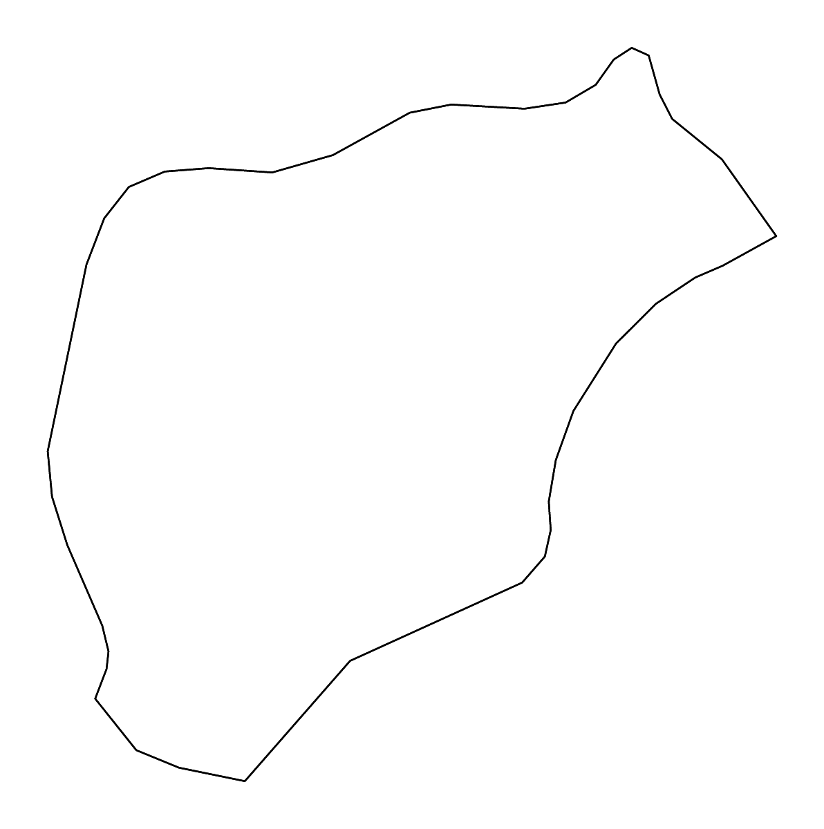 Mapa de contorno de Ajloun, Jordan con ríos.