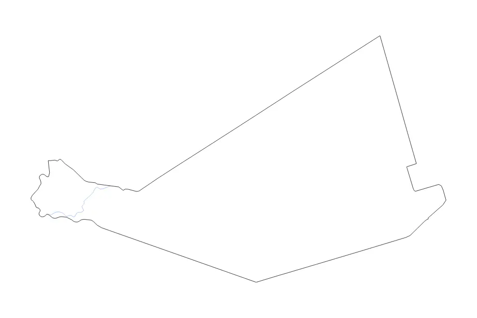 Outline map of Mafraq, Jordan with subdivision borders and rivers.
