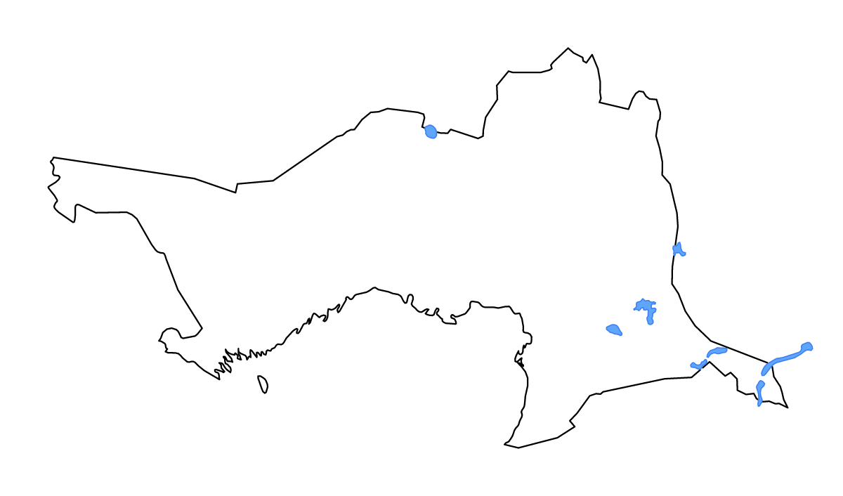 Mapa de contorno de Atyrau, Kazakhstan con lagos y ríos.