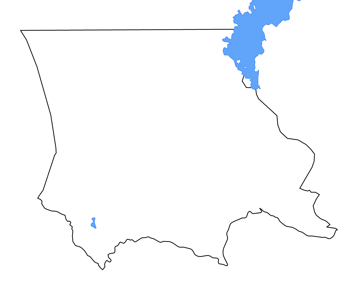 Mapa de contorno de Jambyl, Kazakhstan con lagos y ríos.
