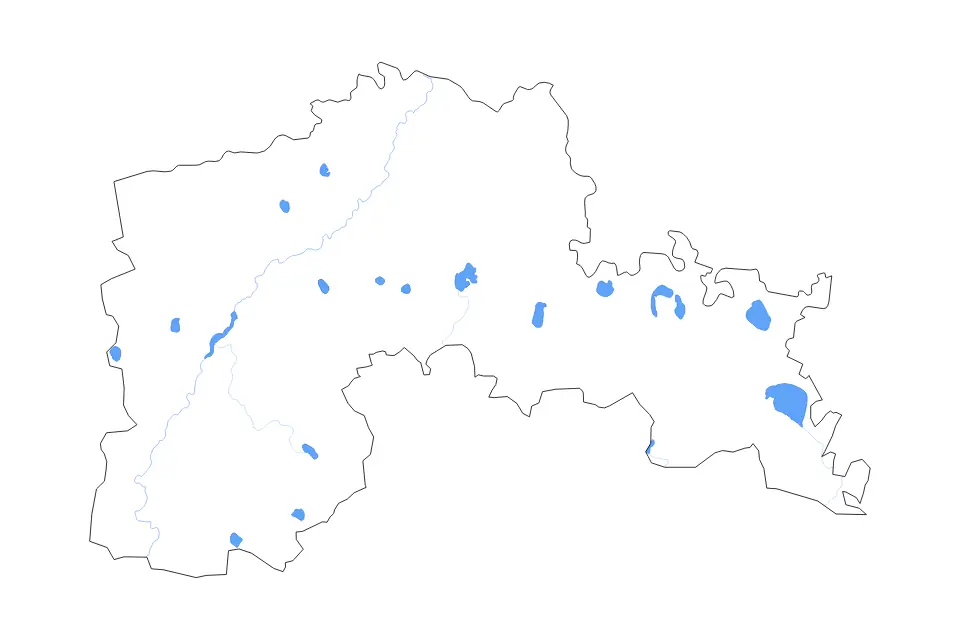 Carte de North Kazakhstan, Kazakhstan de type contour, lacs et rivières pour Asie, montrant contour, lacs et rivières avec des éléments hydrographiques comme Ozero Mengiser, Kishi Qaraoy Köli et Qalybek Köli.
