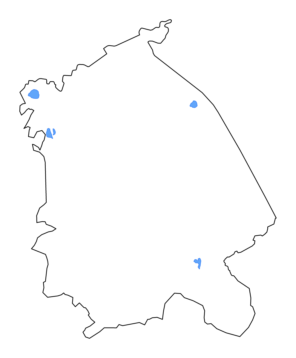 Mapa de contorno de Pavlodar, Kazakhstan con lagos y ríos.