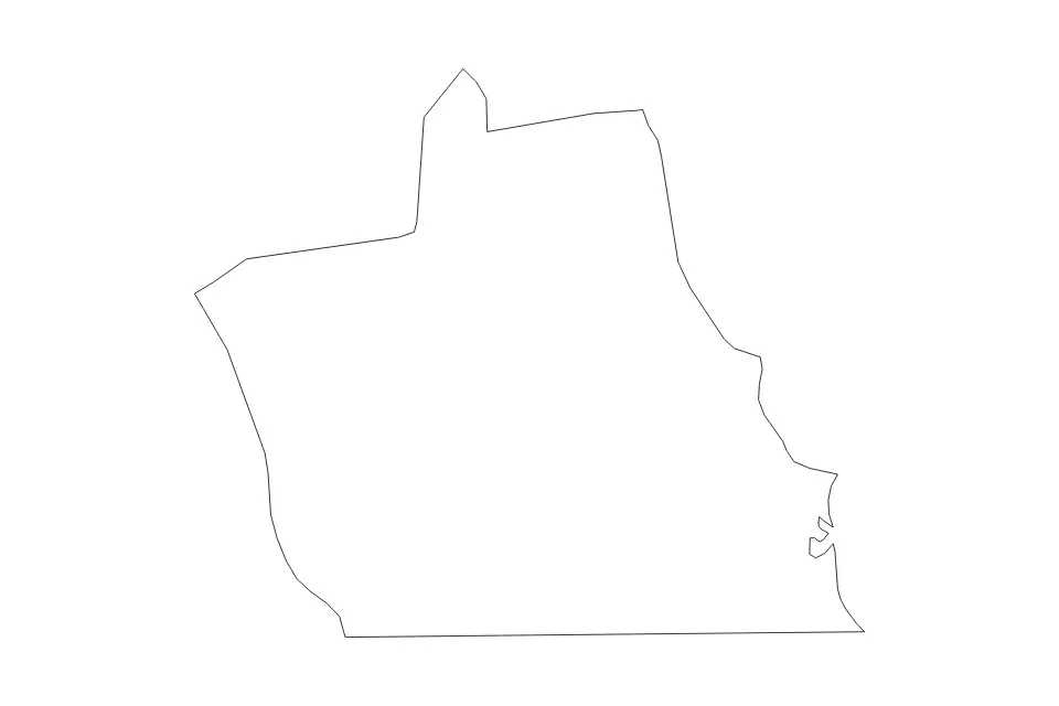 Outline map of Al Ahmadi, Kuwait with subdivision borders.