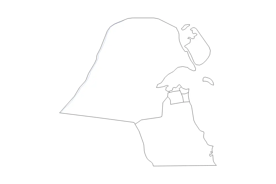 Vista previa del mapa de contorno de Kuwait