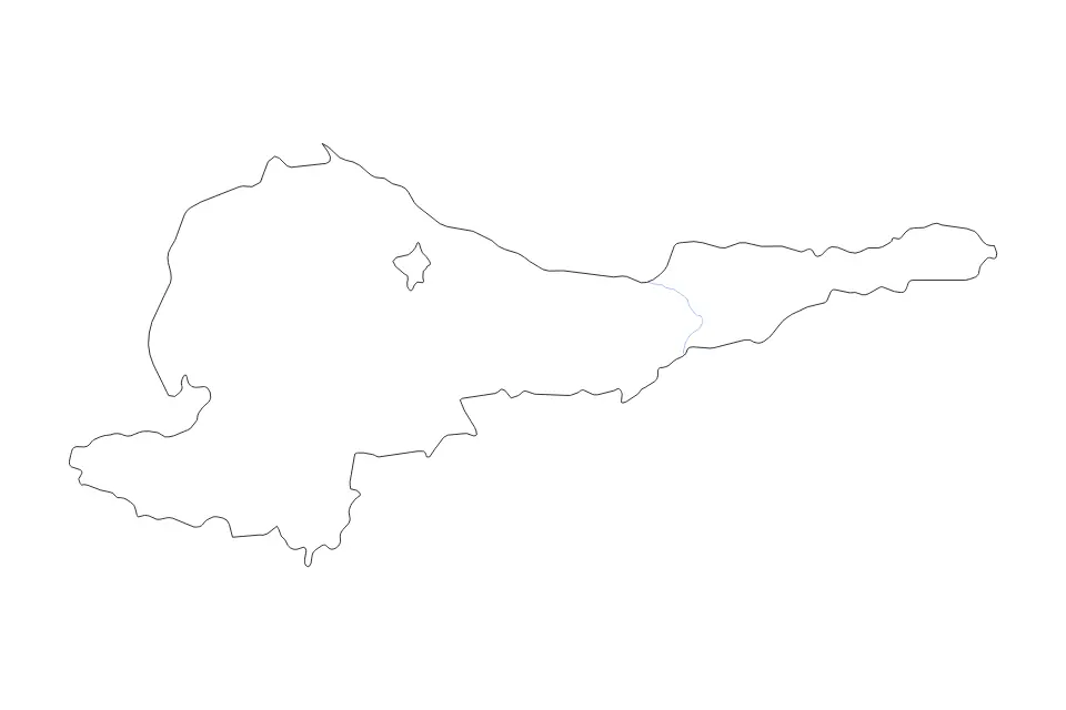 Outline map of Chuy, Kyrgyzstan with subdivision borders and rivers.
