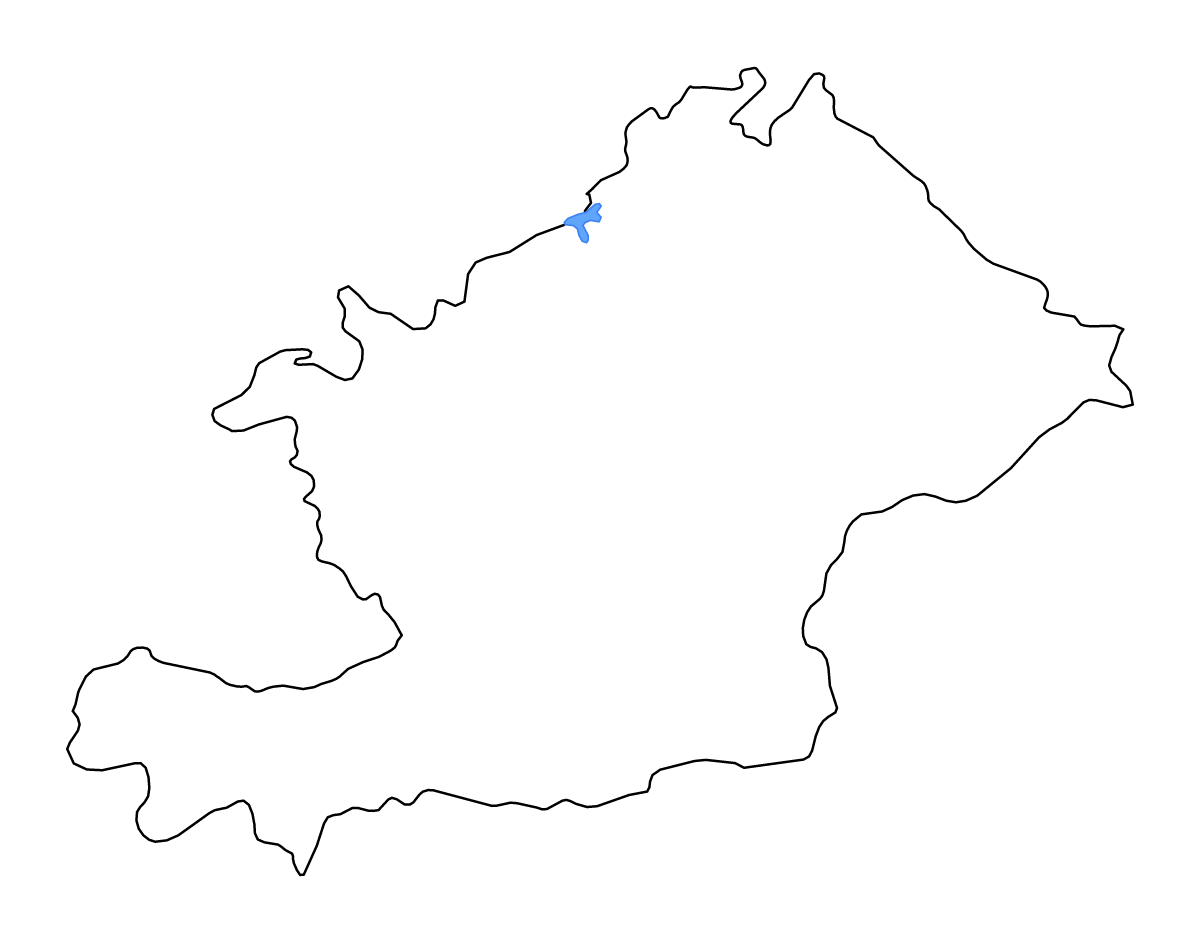 Mapa de contorno de Osh, Kyrgyzstan con lagos y ríos.