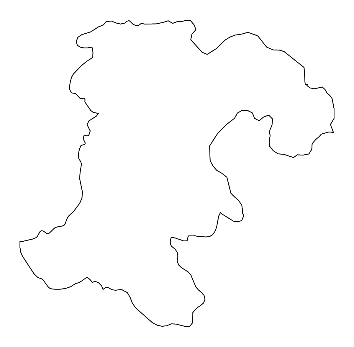 Mapa de contorno de Champasak, Lao PDR con ríos.