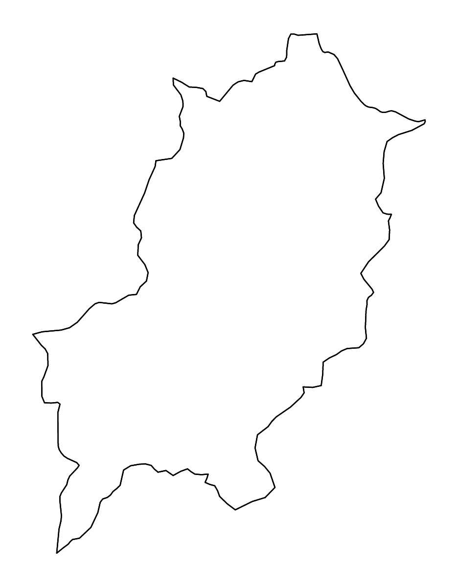Outline map of Luang Prabang, Lao PDR with rivers.