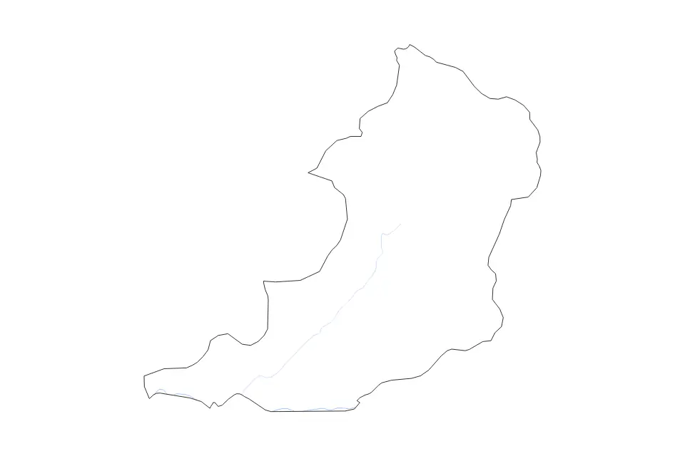 Outline map of Oudomxay, Lao Pdr with subdivision borders and rivers.