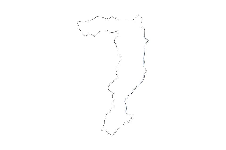 Mapa de Sainyabuli, Lao Pdr de tipo contorno y ríos para Asia, con contorno y ríos con límites limpios.