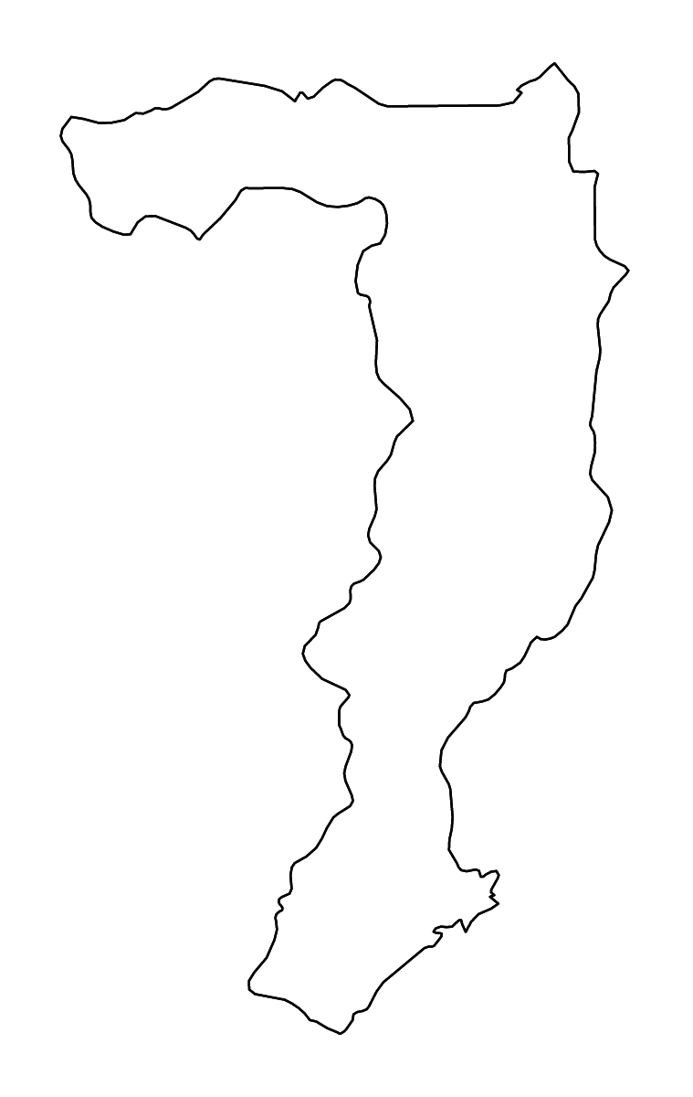 Outline map of Sainyabuli, Lao PDR with rivers.