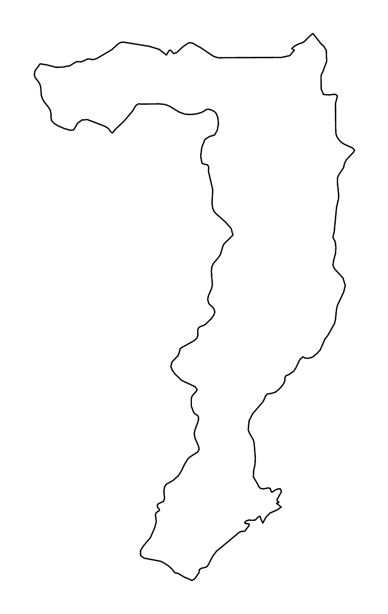 Mapa de contorno de Sainyabuli, Lao PDR con ríos.