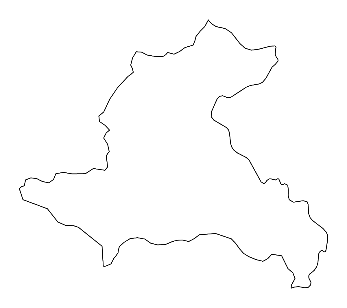 Mapa de contorno de Sekong, Lao PDR con ríos.
