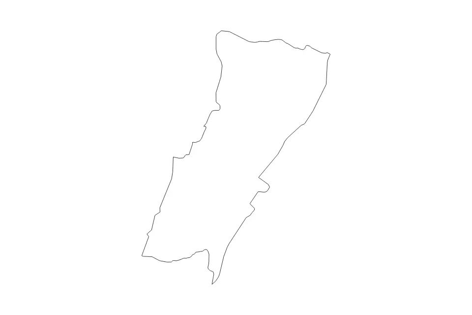 Outline map of Mount Lebanon, Lebanon with subdivision borders.