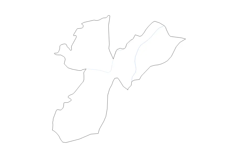 Outline map of Nabatieh, Lebanon with subdivision borders and rivers.