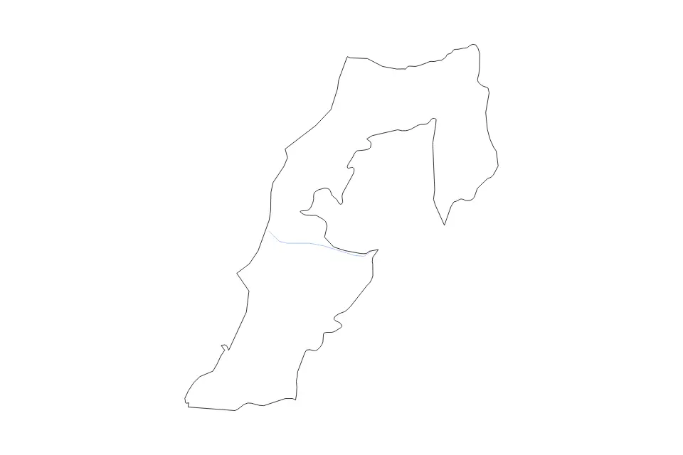 Carte de South, Lebanon de type contour et rivières pour Asie, montrant contour et rivières avec des limites nettes.