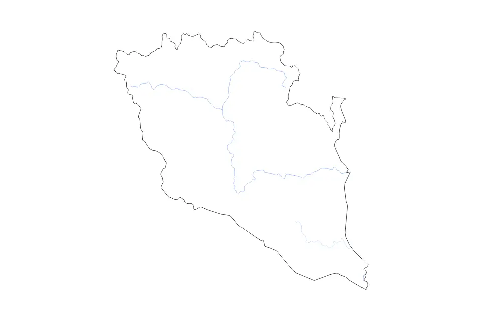 Mapa de Pahang, Malaysia de tipo contorno y ríos para Asia, con contorno y ríos con límites limpios.