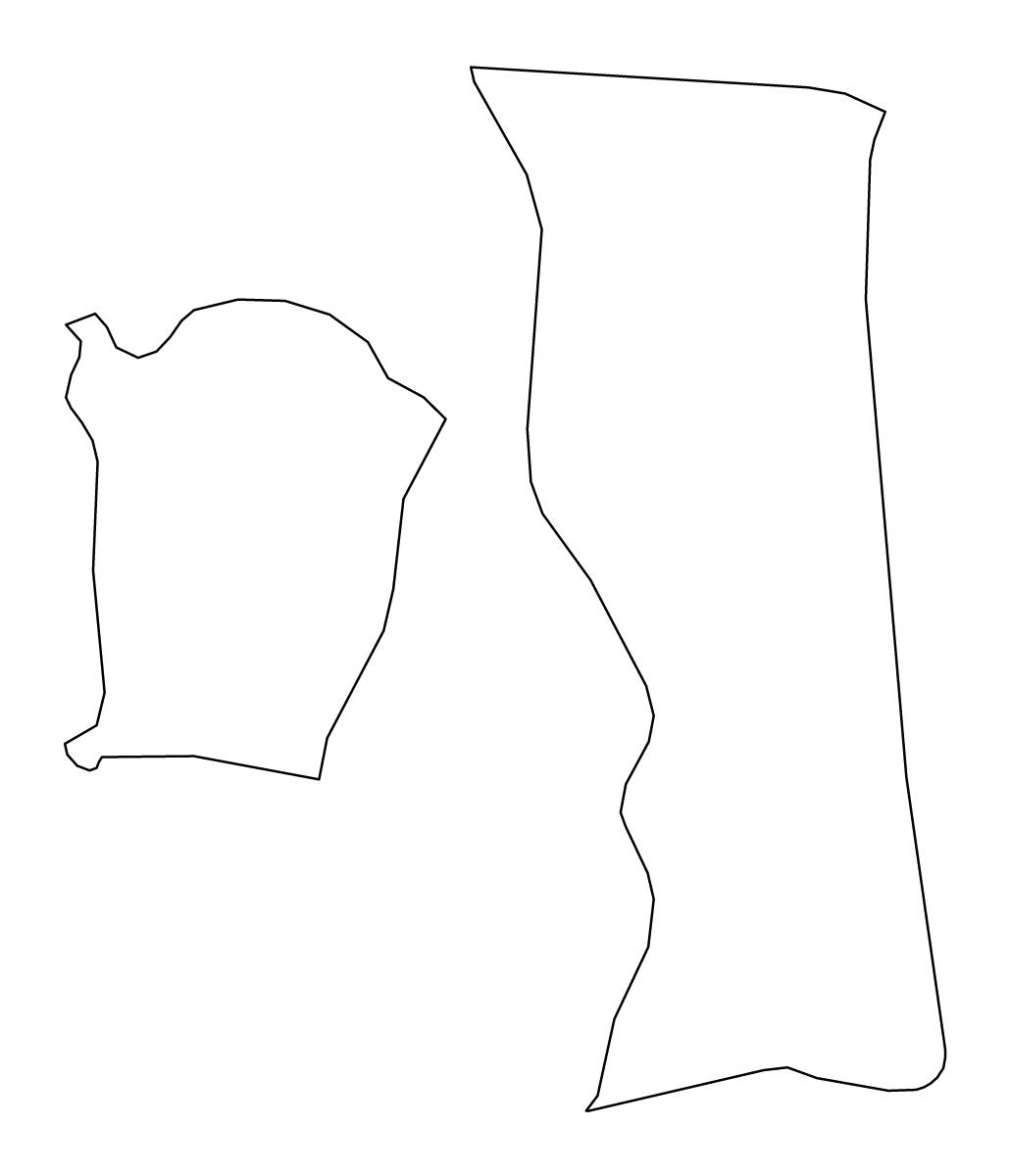 Outline map of Penang, Malaysia.