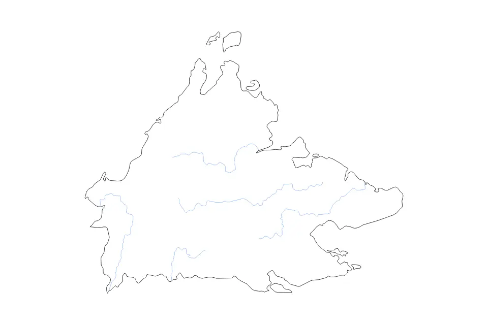 Carte de Sabah, Malaysia de type contour et rivières pour Asie, montrant contour et rivières avec des limites nettes.