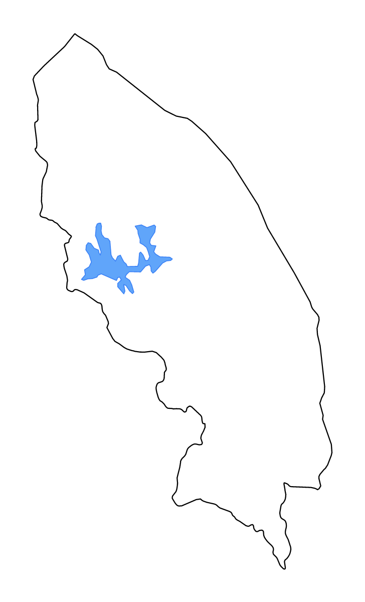 Mapa de contorno de Terengganu, Malaysia con lagos y ríos.