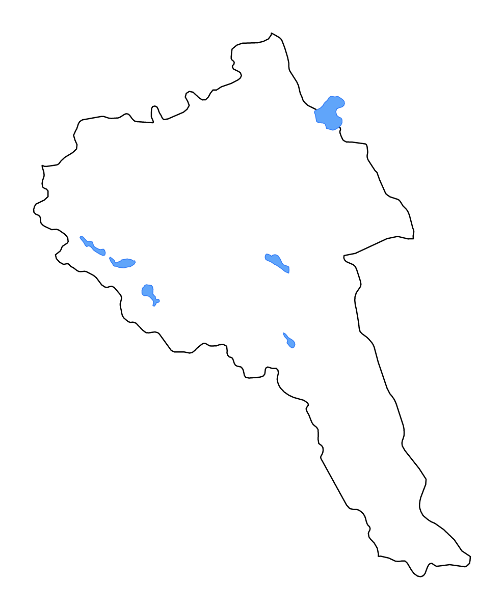 Mapa de contorno de Bayan-Ölgii, Mongolia con lagos y ríos.