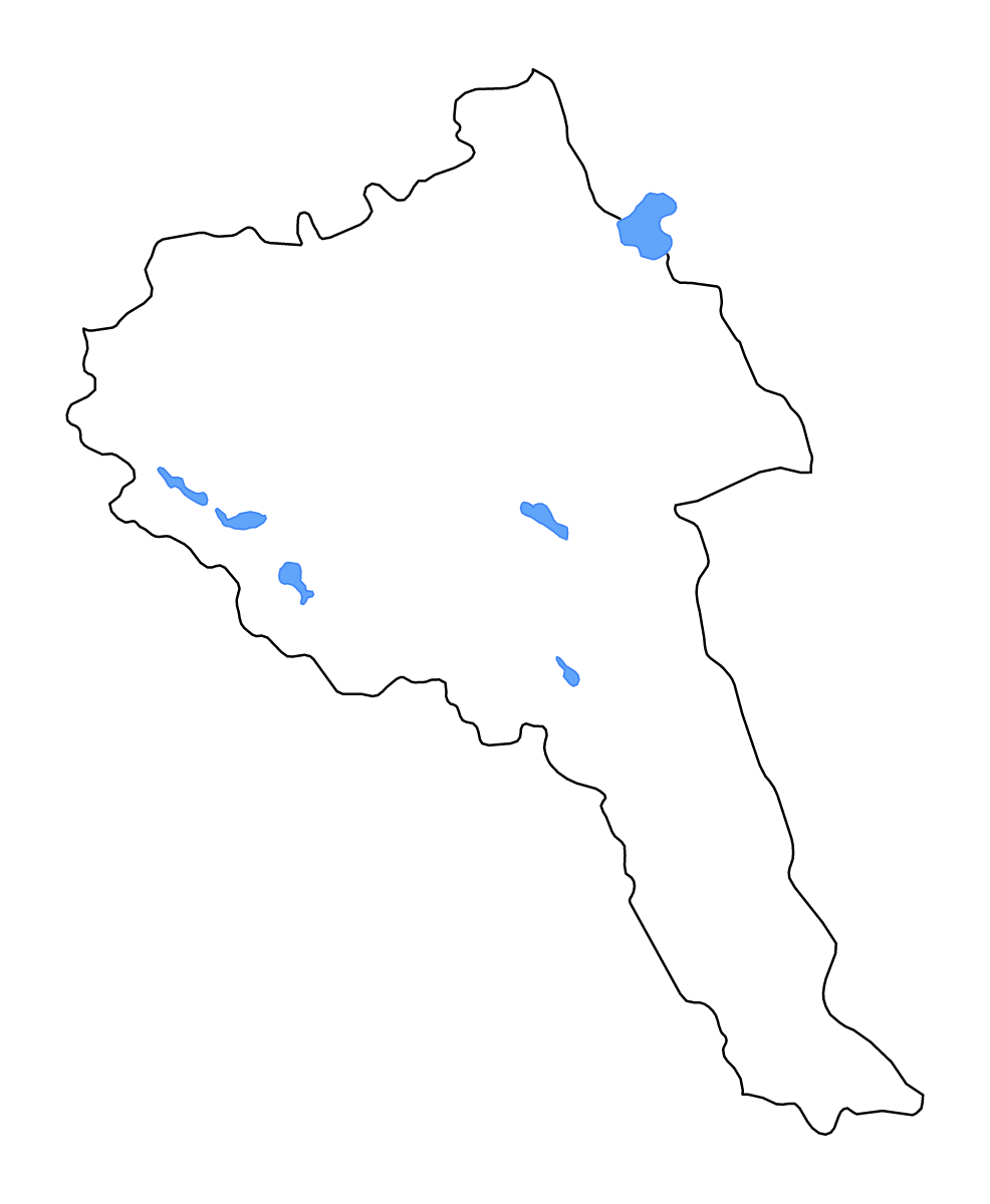 Carte de contour de Bayan-Ölgii, Mongolia avec lacs et rivières.