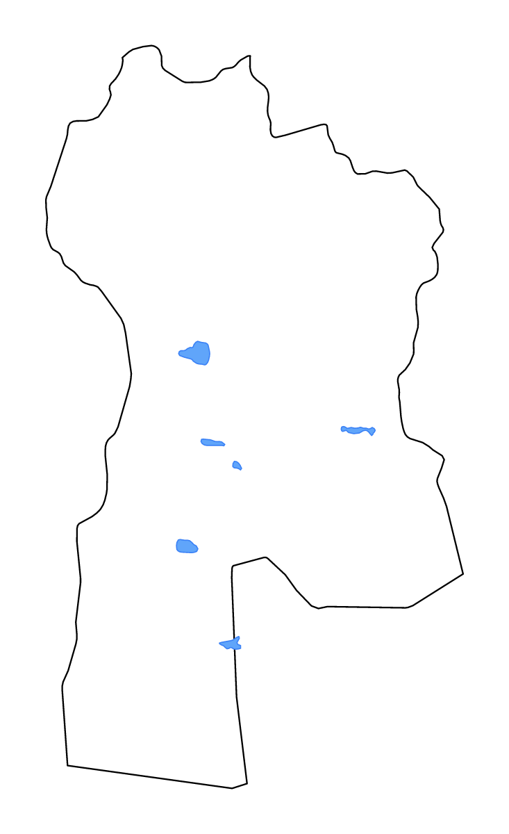 Mapa de contorno de Bayankhongor, Mongolia con lagos y ríos.