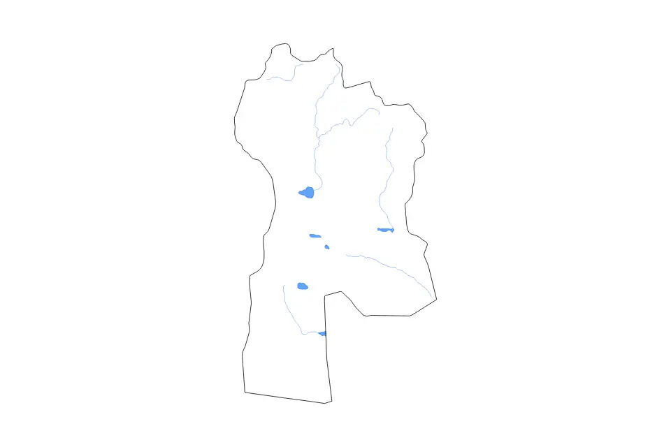 Mapa de Bayankhongor, Mongolia de tipo contorno, lagos y ríos para Asia, con contorno, lagos y ríos con elementos de agua como Orog Nuur, Bööntsagaan Nuur y Nogoon Nuur.