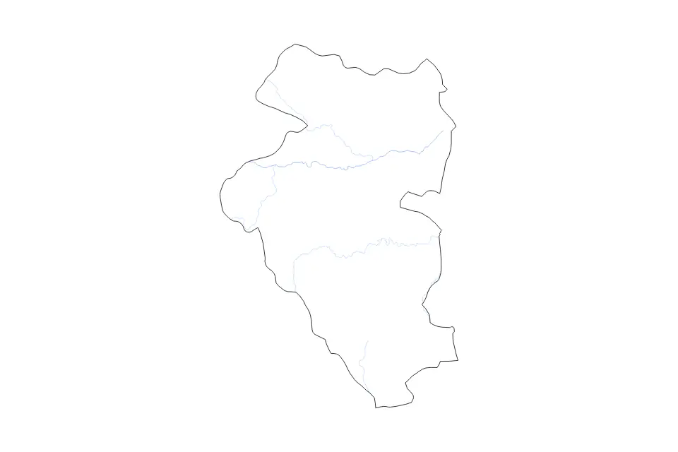 Mapa de Bulgan, Mongolia de tipo contorno y ríos para Asia, con contorno y ríos con límites limpios.