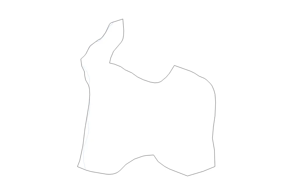 Outline map of Darkhan-Uul Municipality, Mongolia with subdivision borders and rivers.
