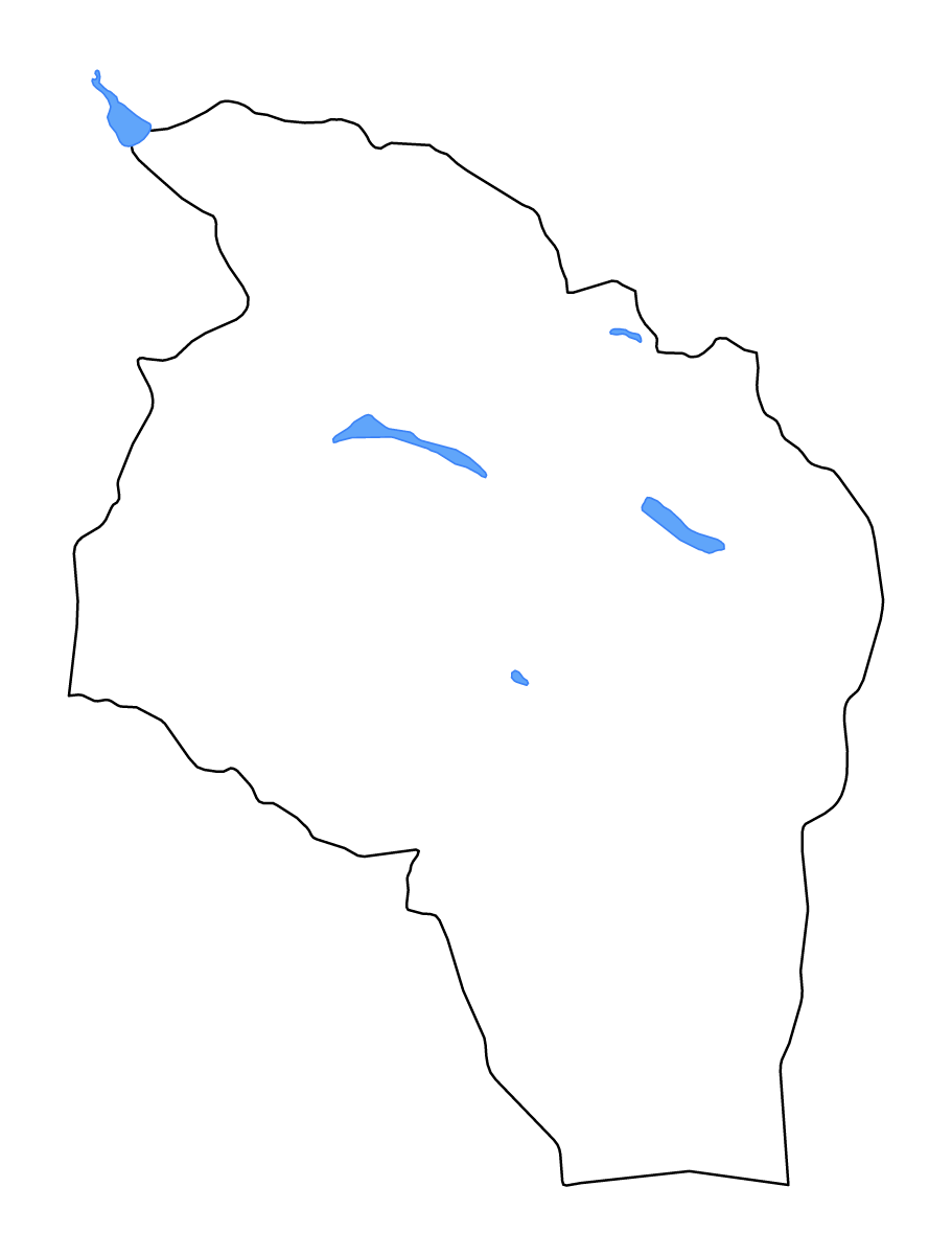 Outline map of Govi-Altai, Mongolia with lakes and rivers.