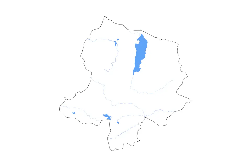Mapa de Khövsgöl, Mongolia de tipo contorno, lagos y ríos para Asia, con contorno, lagos y ríos con elementos de agua como Sangiyn Dalay Nuur, Torgon Nuur y Jugnayn Nuur.