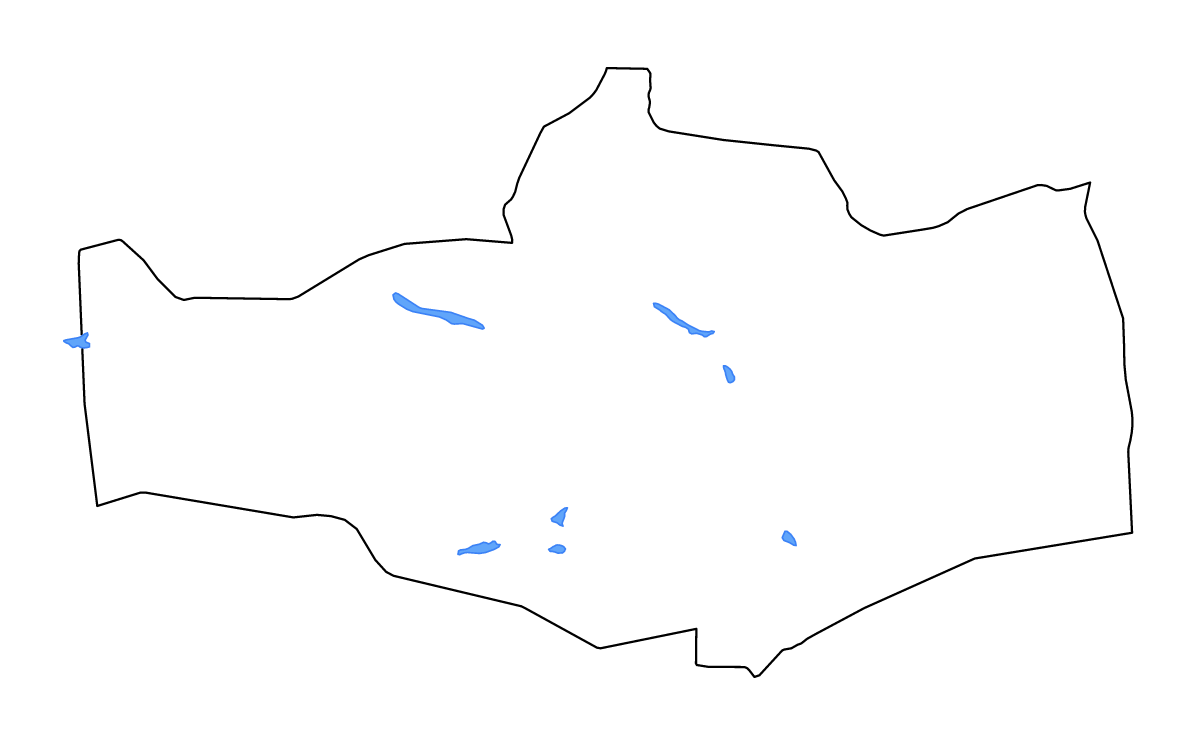 Mapa de contorno de Ömnögovi, Mongolia con lagos y ríos.