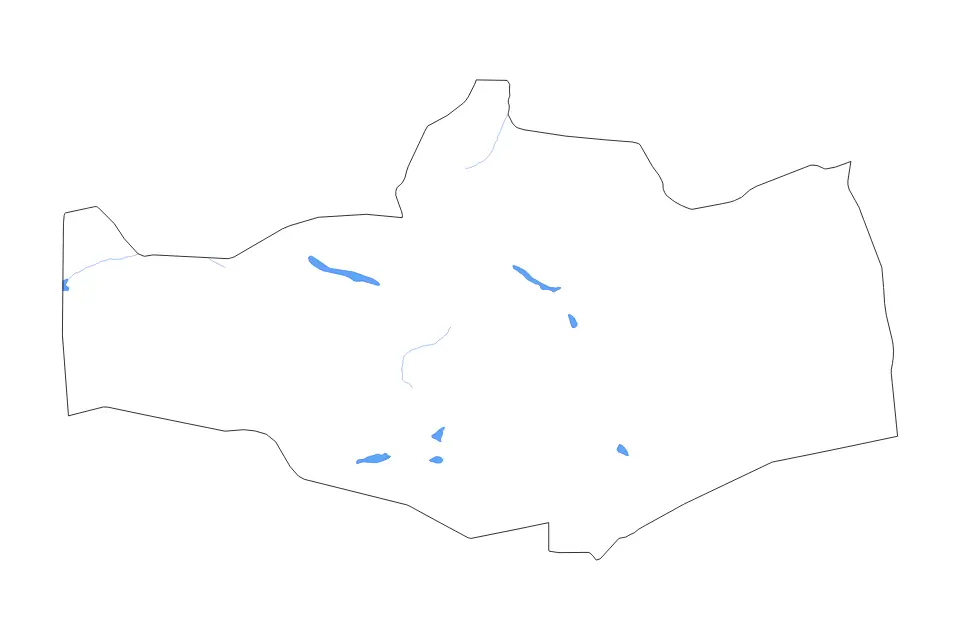 Carte de Ömnögovi, Mongolia de type contour, lacs et rivières pour Asie, montrant contour, lacs et rivières avec des limites nettes.