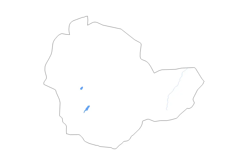 Outline map of Sükhbaatar, Mongolia with subdivision borders and major lakes and rivers.