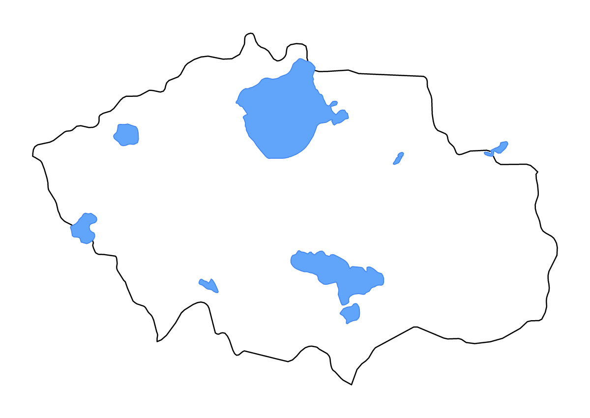 Mapa de contorno de Uvs, Mongolia con lagos y ríos.