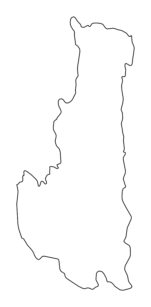 Mapa de contorno de Chin State, Myanmar con ríos.